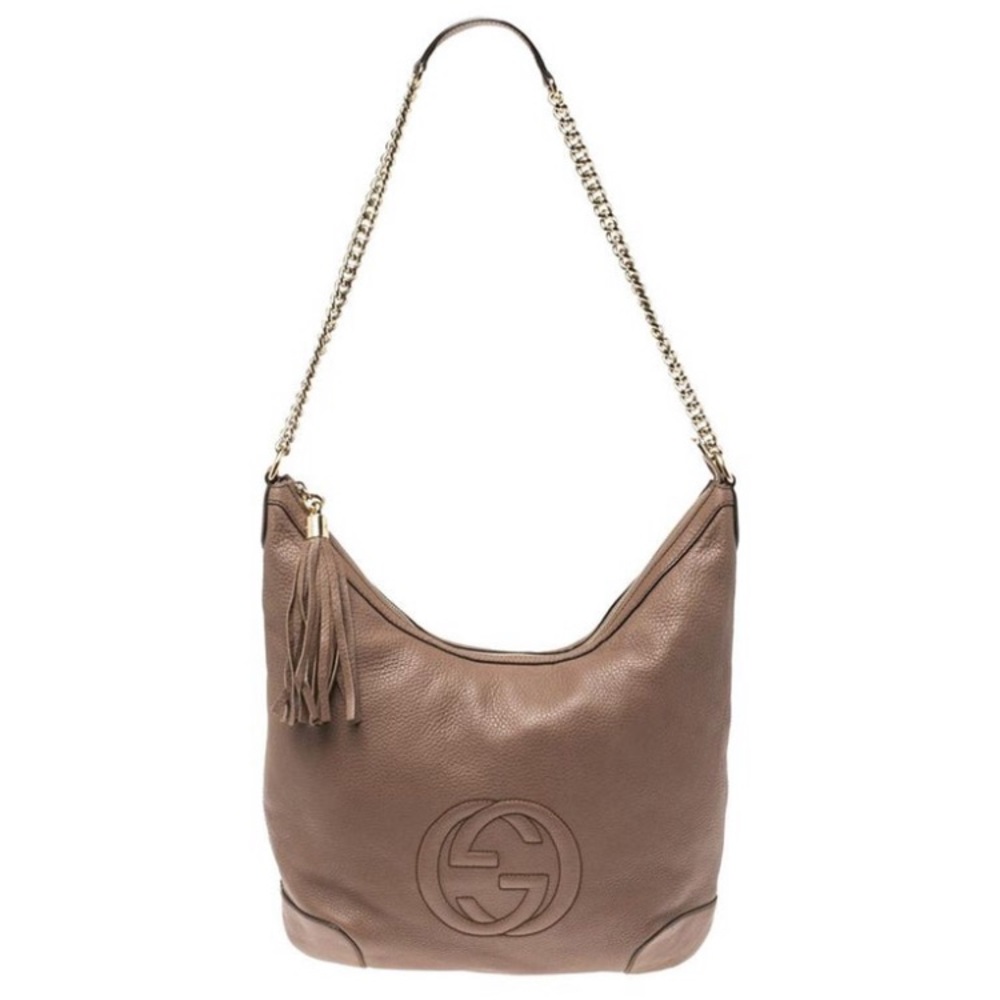 Gucci Brown Leather Chain Shoulder Bag